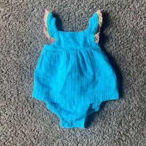Cat & Jack Blue Baby Dress with Multicolor Trim